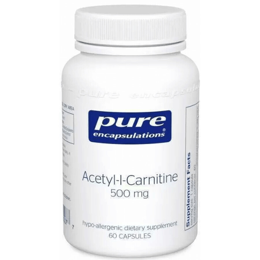 Дієтична добавка Pure Encapsulations Ацетил-L-карнітин, 500 мг, 60 капсул: ціни та характеристики