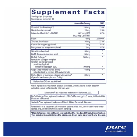 Дієтична добавка Pure Encapsulations Вітаміни для волосся, шкіри і нігтів, 60 капсул: ціни та характеристики