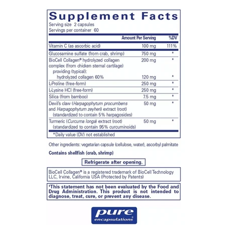 Дієтична добавка Pure Encapsulations Підтримка в здоровому стані сухожиль, зв'язок і суглобів, 120 капсул: ціни та характеристики