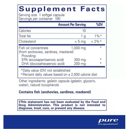 Диетическая добавка Pure Encapsulations Основные ЭПК/ДГК, 180 гелевых капсул: цены и характеристики