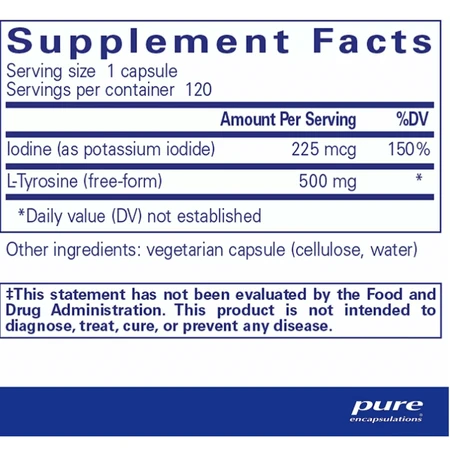 Дієтична добавка Pure Encapsulations Йод і Тирозин, 120 капсул: ціни та характеристики