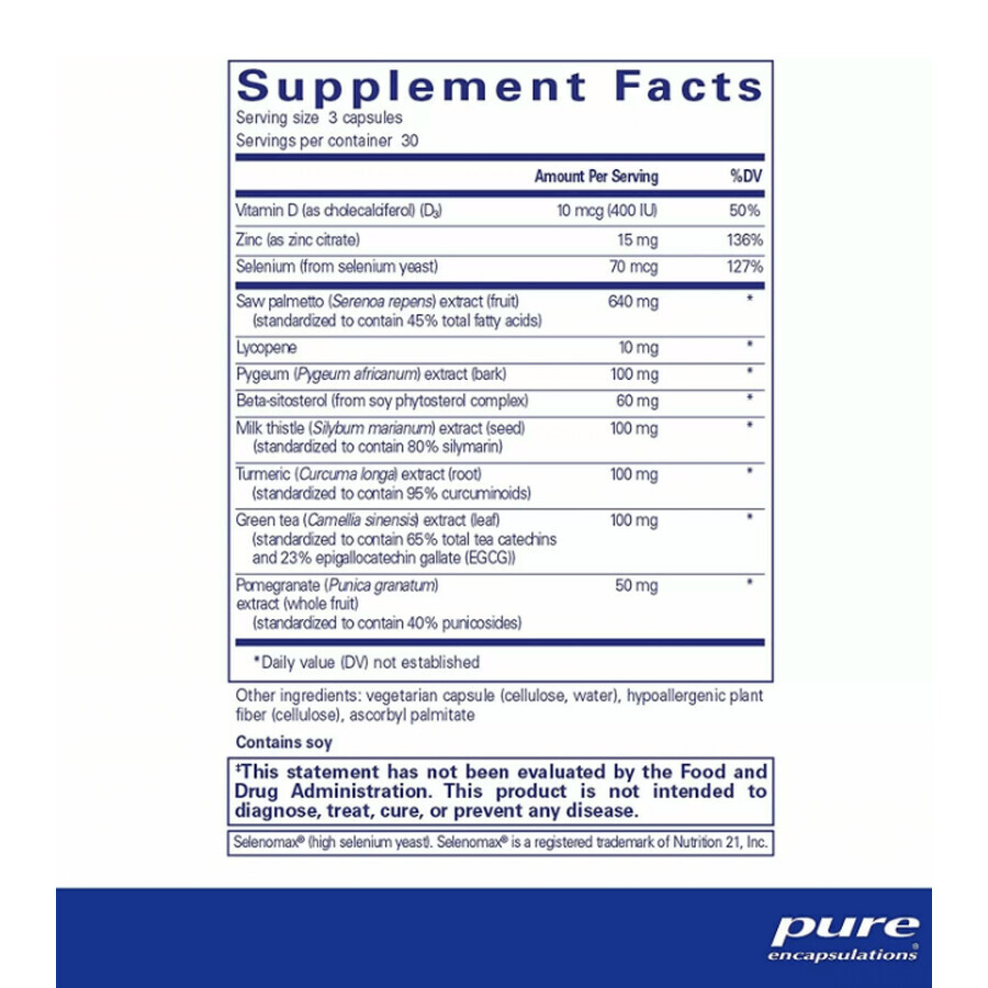 Дієтична добавка Pure Encapsulations Простата, підтримка здоров'я, 90 капсул: ціни та характеристики
