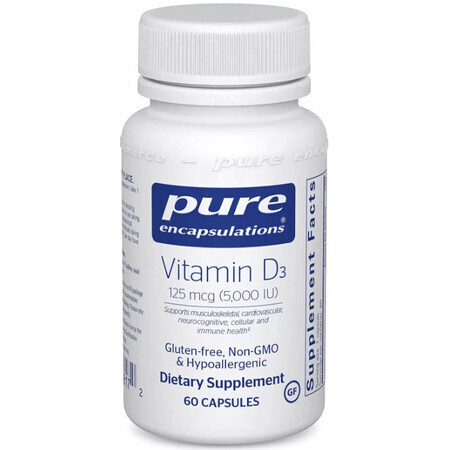 Диетическая добавка Pure Encapsulations Витамин D3, 5000 МЕ, 60 капсул