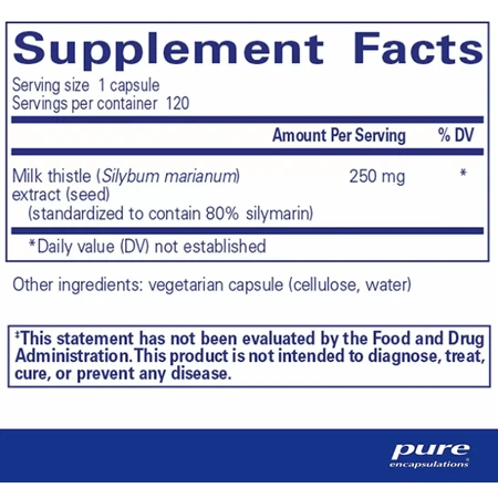 Диетическая добавка Pure Encapsulations Силимарин, 120 капсул: цены и характеристики