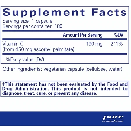 Дієтична добавка Pure Encapsulations Аскорбілпальмітат, 90 капсул: ціни та характеристики