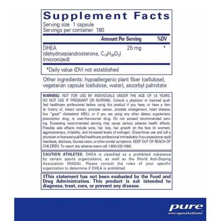 Дієтична добавка Pure Encapsulations ДГЕА, 25 мг, 180 капсул: ціни та характеристики