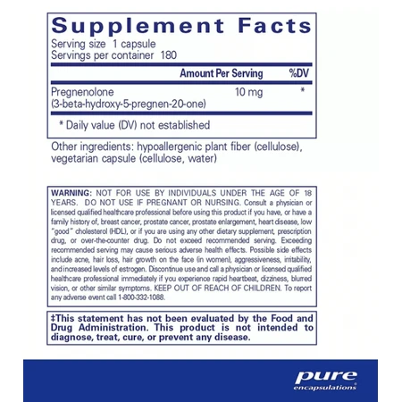 Диетическая добавка Pure Encapsulations Прегненолон, 10 мг, 180 капсул: цены и характеристики