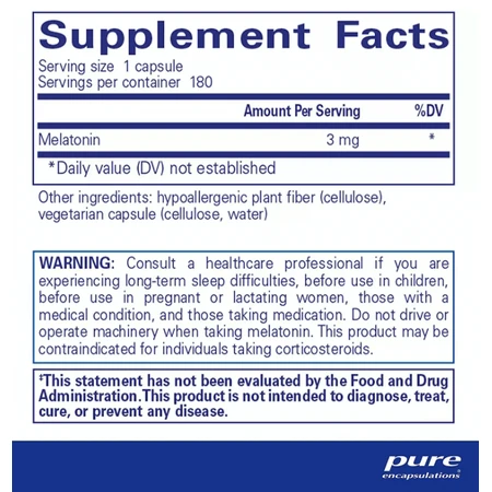 Диетическая добавка Pure Encapsulations Мелатонин, 3 мг, 180 капсул: цены и характеристики