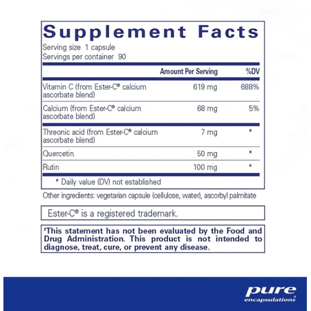 Дієтична добавка Pure Encapsulations Ester-C і флавоноїди, 90 капсул: ціни та характеристики
