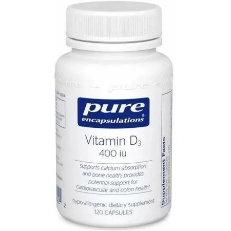 Дієтична добавка Pure Encapsulations Вітамін D3, 400 МО, 120 капсул: ціни та характеристики