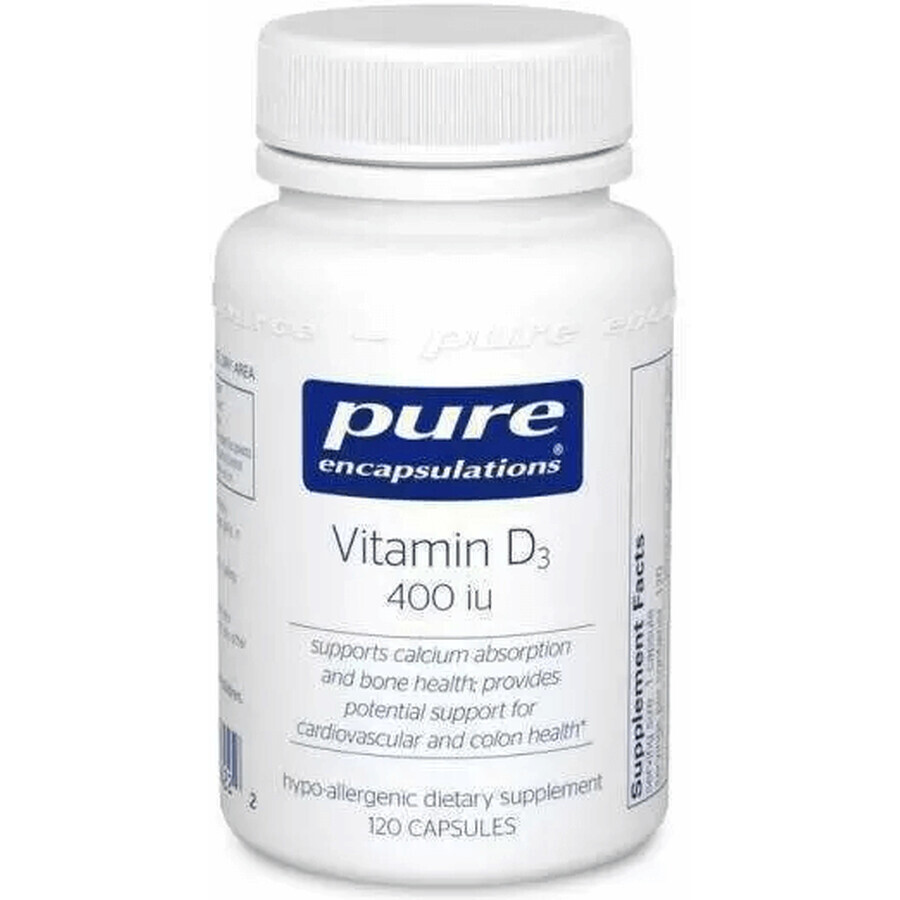 Диетическая добавка Pure Encapsulations Витамин D3, 400 МЕ, 120 капсул: цены и характеристики