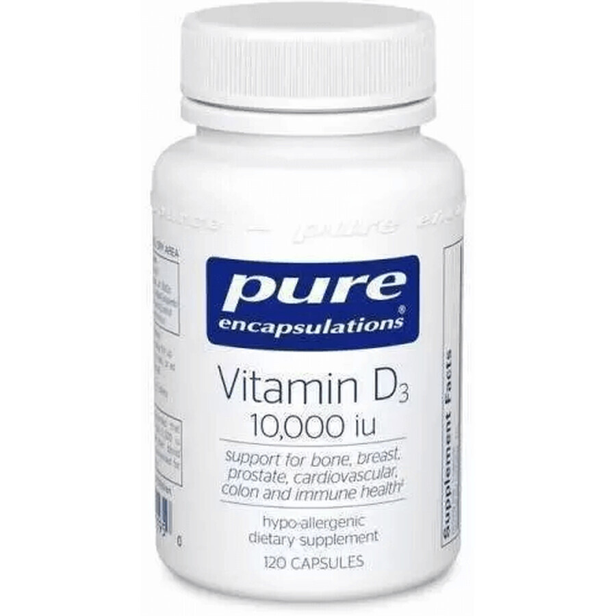 Диетическая добавка Pure Encapsulations Витамин D3, 10,000 МЕ, 120 капсул: цены и характеристики