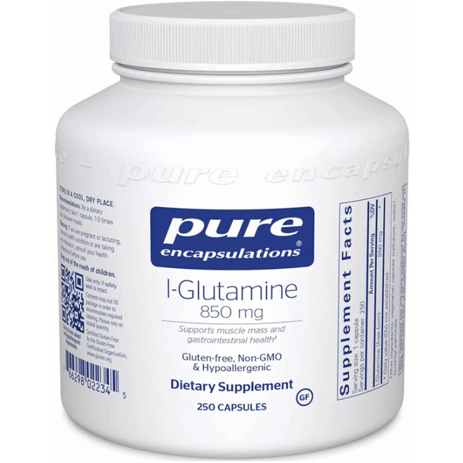 Диетическая добавка Pure Encapsulations L-глютамин, 850 мг, 250 капсул: цены и характеристики