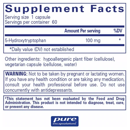 Дієтична добавка Pure Encapsulations 5-HTP (5-гідрокситриптофан), 100 мг, 60 капсул: ціни та характеристики