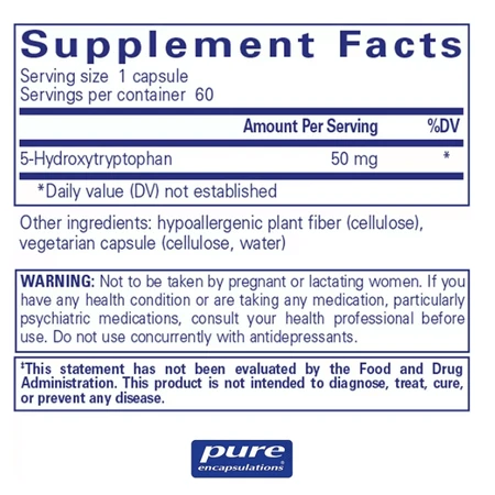 Дієтична добавка Pure Encapsulations 5-HTP (5-гідроксітріптофана), 50 мг, 60 капсул: ціни та характеристики