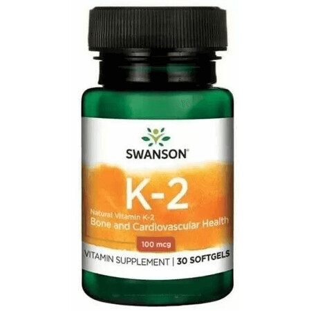 Диетическая добавка Swanson Витамин К2, 100 мкг, 30 гелевых капсул