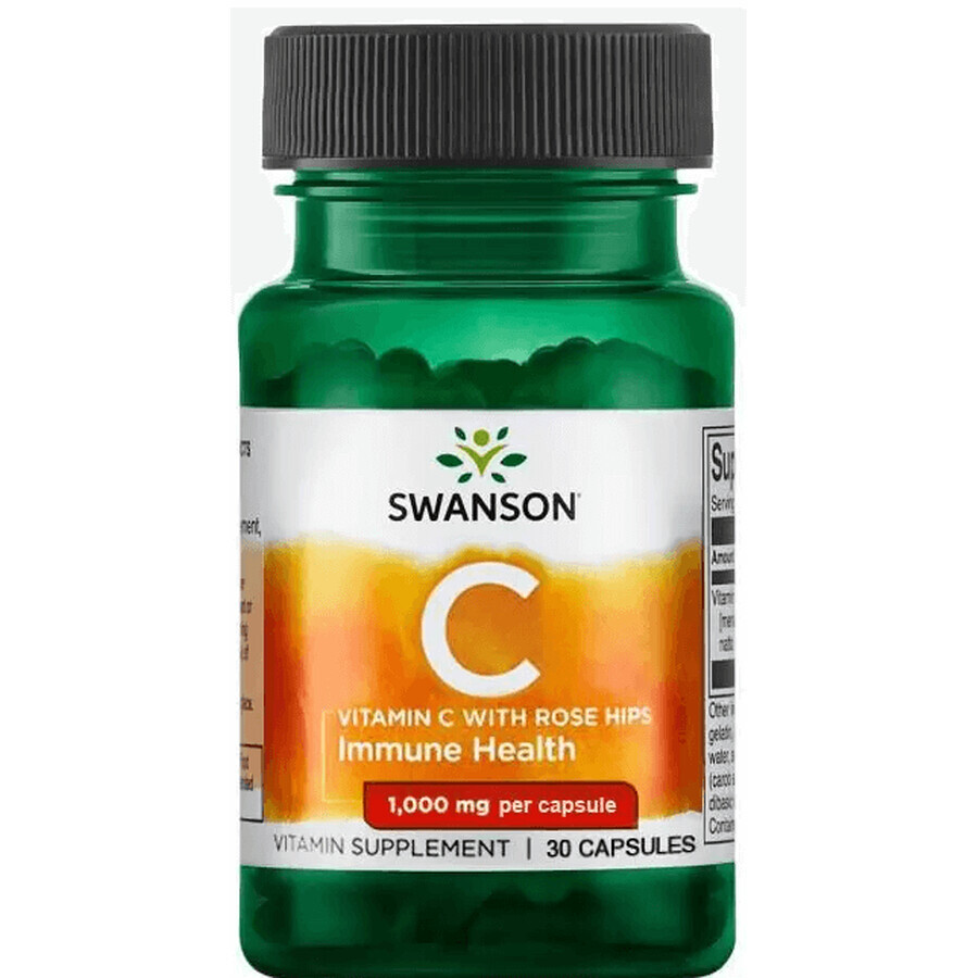 Диетическая добавка Swanson Витамин С с шиповником, 1000 мг, 30 капсул: цены и характеристики