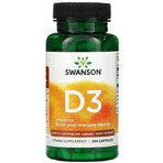Диетическая добавка Swanson Витамин Д3, 1000 МЕ (25 мкг), 250 капсул: цены и характеристики