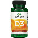 Дієтична добавка Swanson Вітамін Д3, 1000 МО (25 мкг), 250 капсул