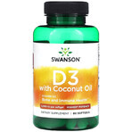 Диетическая добавка Swanson Витамин D3 с кокосовым маслом, 60 гелевых капсул: цены и характеристики