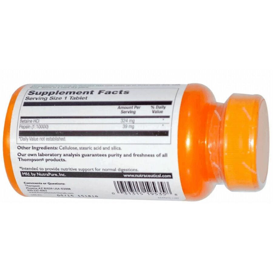 Дієтична добавка Thompson Бетаїну гідрохлорид, 90 таблеток: ціни та характеристики