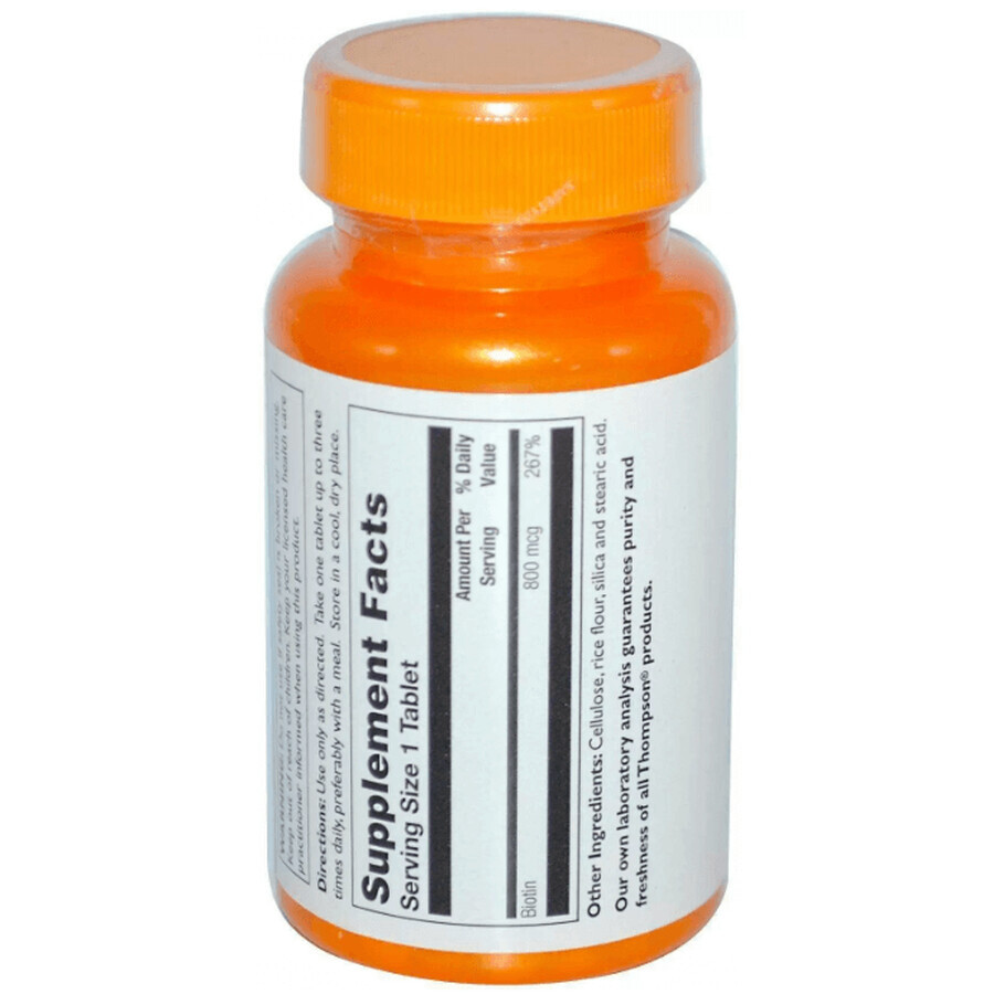 Дієтична добавка Thompson Біотин 800 мкг, 90 таблеток: ціни та характеристики