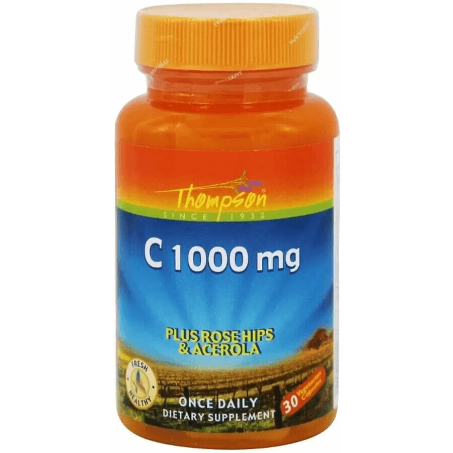Диетическая добавка Thompson Витамин С (шиповник, ацерола), 1000 мг, 30 вегетарианских таблеток: цены и характеристики