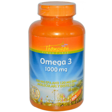 Диетическая добавка Thompson Омега-3, 1000 мг, 100 гелевых капсул