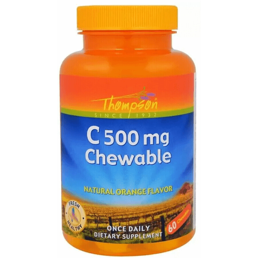 Диетическая добавка Thompson Витамин С 500 мг апельсин, 60 жевательных таблеток: цены и характеристики