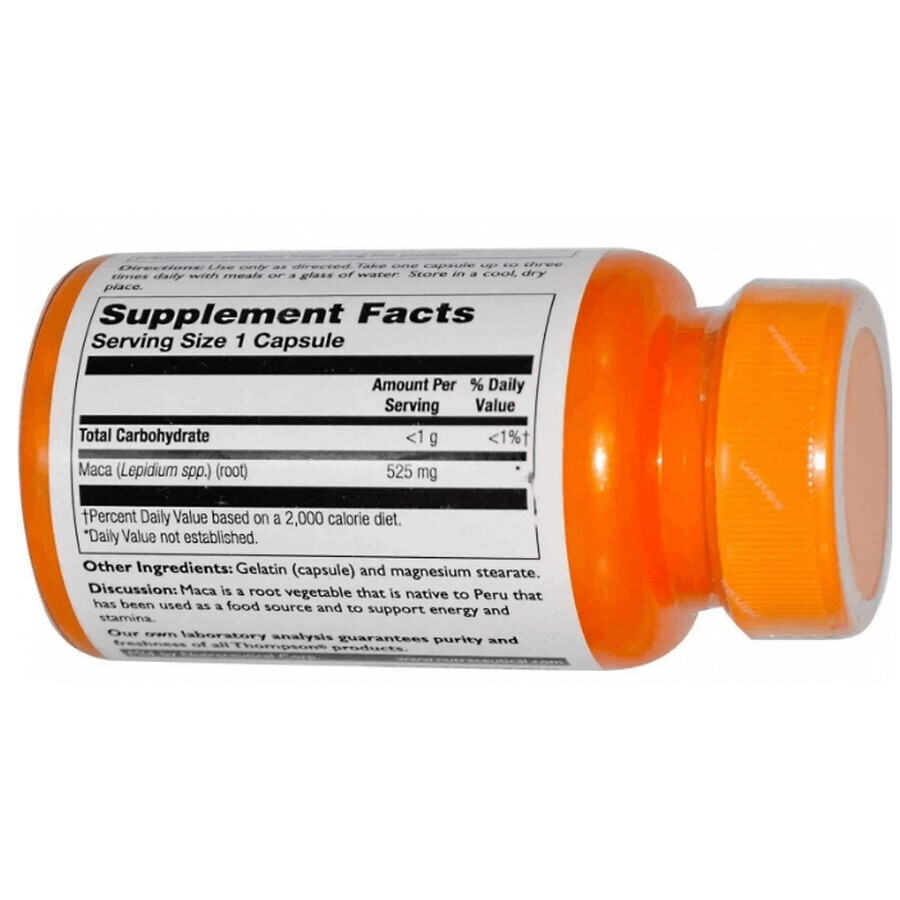 Диетическая добавка Thompson Мака 525 мг, 60 капсул: цены и характеристики