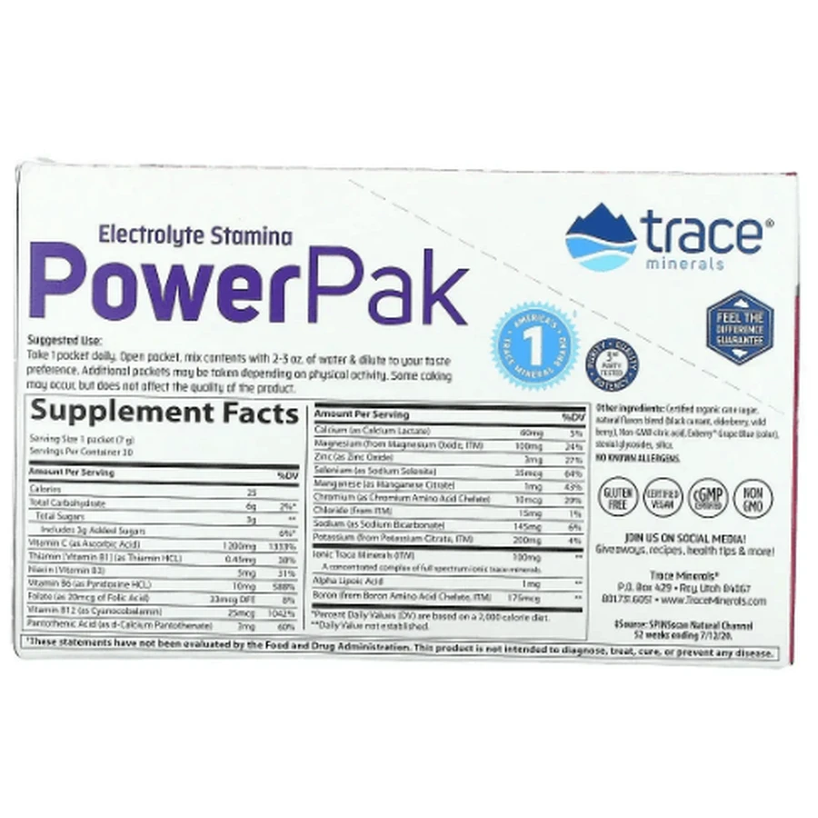 Диетическая добавка Trace Minerals Электролиты 30 пакетиков, 7,0 г: цены и характеристики