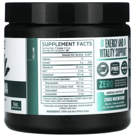 Диетическая добавка Zhou Nutrition Спирулина, 170 г: цены и характеристики