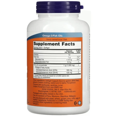 Омега-3, Omega-3, Now Foods 180 ЭПК/120 ДГК, 90 гелевых капсул: цены и характеристики