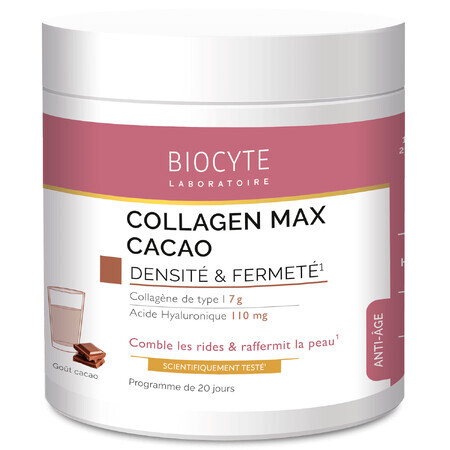 Biocytе COLLAGEN MAX  CACAO Коллаген + Витамины + Гиалуроновая кислота: Уменьшение морщин и увлажнение кожи, 20 порций, со вкусом какао