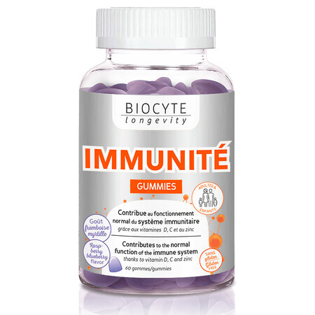 Biocytе IMMUNITÉ GUMMIES Імунна підтримка: Зміцнення організму та роботи імунної системи, 60 жувальних цукерок