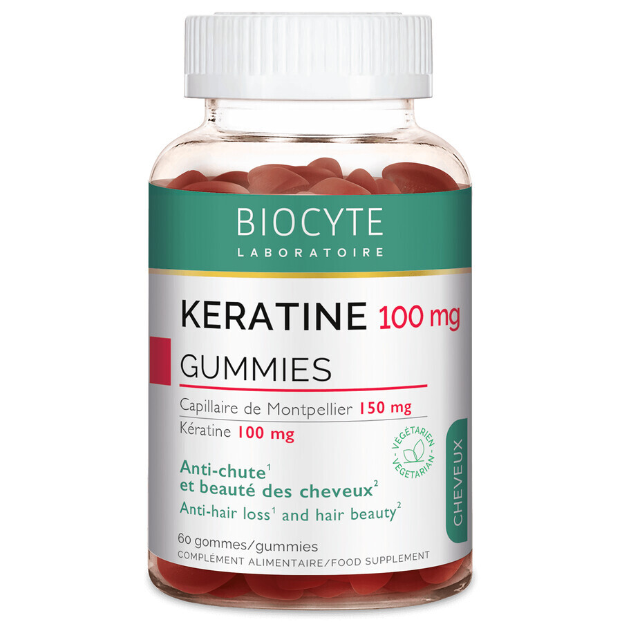 Biocytе KERATINE  GUMMIES комплекс Кератину, вітамінів та мінералів: Зміцнення та краса волосся, 60 цукерок: ціни та характеристики