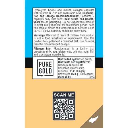 Коллаген с гиалуроновой кислотой Pure Gold CollaGold капсулы №120: цены и характеристики