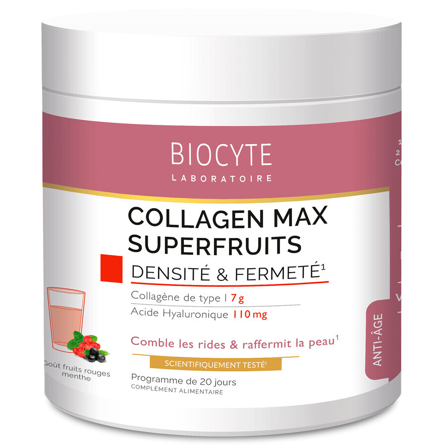 Biocytе COLLAGEN MAX SUPERFRUITS Коллаген + Витамин С + Гиалуроновая кислота: Уменьшение морщин и увлажнение кожи, 20 порций, со вкусом фруктов: цены и характеристики