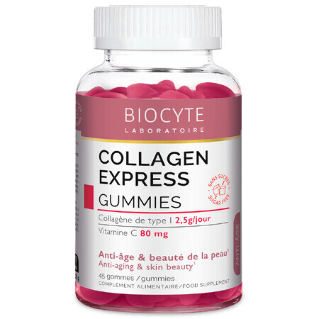 Biocytе COLLAGEN EXPRESS GUMMIES (pot) Колаген: Підтримка здоров'я та молодості шкіри, 45 цукерок