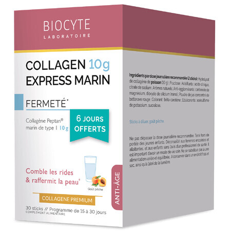Biocytе COLLAGEN EXPRESS STICKS Морський Колаген (висококонцентрована формула): Зменшення зморшок та ознак старіння, 30 стіків