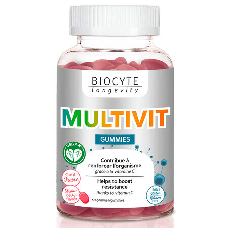 Biocytе MULTIVIT GUMMIES 9 вітамінів і мінерали: Загальне підтримання організму, 60 цукерок