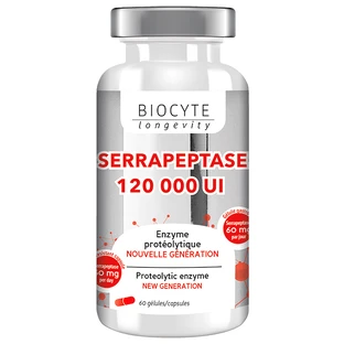 Biocytе SERRAPEPTASE Серрапептаза з вітаміном С: Зменшення запалення, 60 капсул