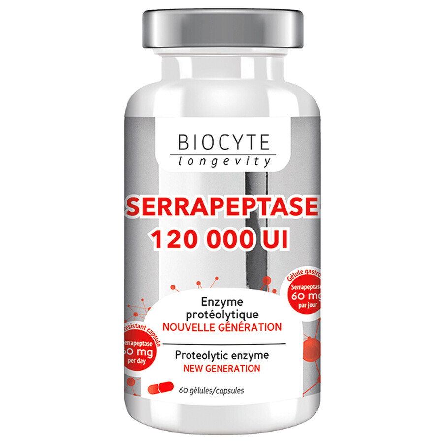 Biocytе SERRAPEPTASE Серрапептаза з вітаміном С: Зменшення запалення, 60 капсул: ціни та характеристики