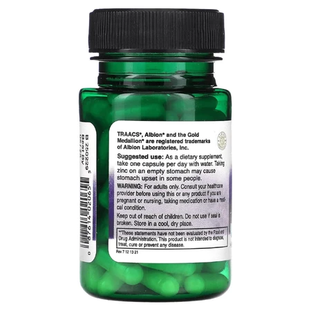 Цинк, Albion Zinc, Swanson, 30 мг, 90 капсул: цены и характеристики