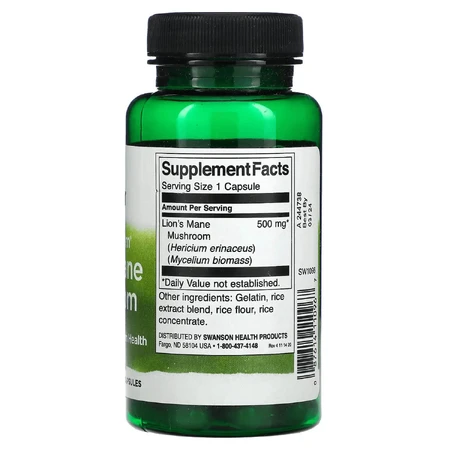 Гриб Ежовик Гребенчатый Swanson Full Spectrum Lion's Mane Mushroom 500 mg капс. №60: цены и характеристики