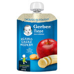 Пюре фруктово-овощное детское Nestle Gerber Яблоко, банан и морковка с 6-ти месяцев мягкая упаковка 150 г: цены и характеристики