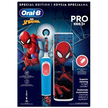 Зубная щетка Oral-B D103.413.2KX электрическая с 3-х лет Pro Kids Spiderman типу 3708 + дорожный чехол: цены и характеристики