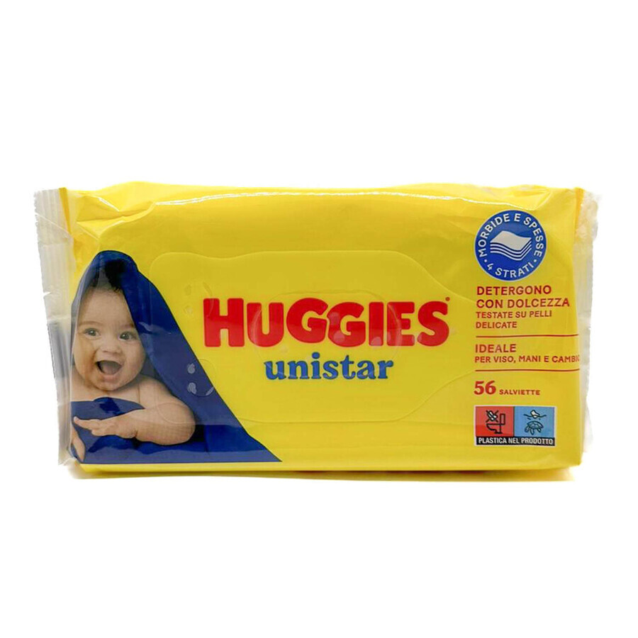 Салфетки влажные детские Huggies Unistar 56 шт: цены и характеристики