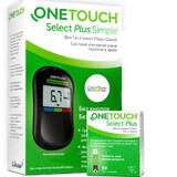 Система контролю рівня глюкози в крові (глюкометр) One Touch Select Plus Simple + Тест-смужки OneTouch Select Plus 50 шт 