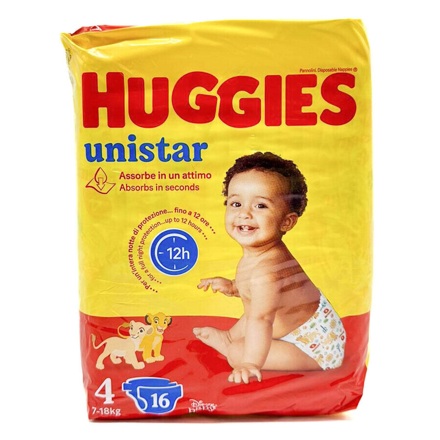 Подгузники для детей Huggies Unistar унисекс размер 4 от 7 до 18 кг 16 шт: цены и характеристики